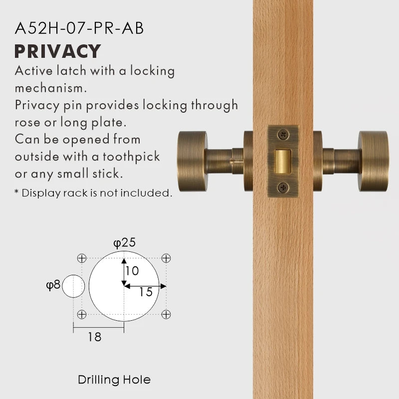 Round Solid Brass Door Knob Set, European Mortise