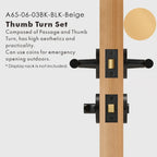 Leather Wrapped Solid Brass Door Lever Set, US Standard