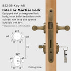 Classic Bar Solid Brass Door Lever Set, European Mortise