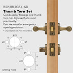 Classic Bar Solid Brass Door Lever Set, European Mortise