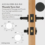 Leather Wrapped Solid Brass Door Lever Set, European Mortise