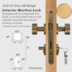 Round Solid Brass Door Knob Set, European Mortise