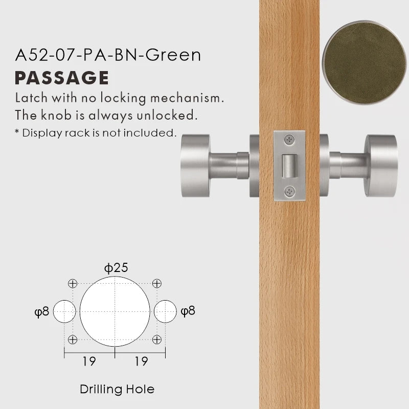 Round Solid Brass Door Knob Set, European Mortise
