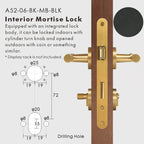 Leather Wrapped Solid Brass Door Lever Set, European Mortise