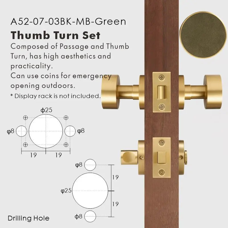 Round Solid Brass Door Knob Set, European Mortise