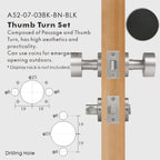 Round Solid Brass Door Knob Set, European Mortise