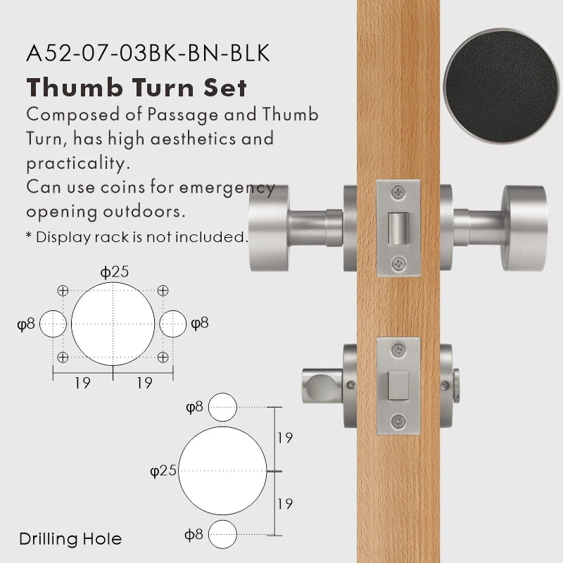 Round Solid Brass Door Knob Set, European Mortise