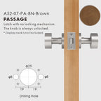 Round Solid Brass Door Knob Set, European Mortise