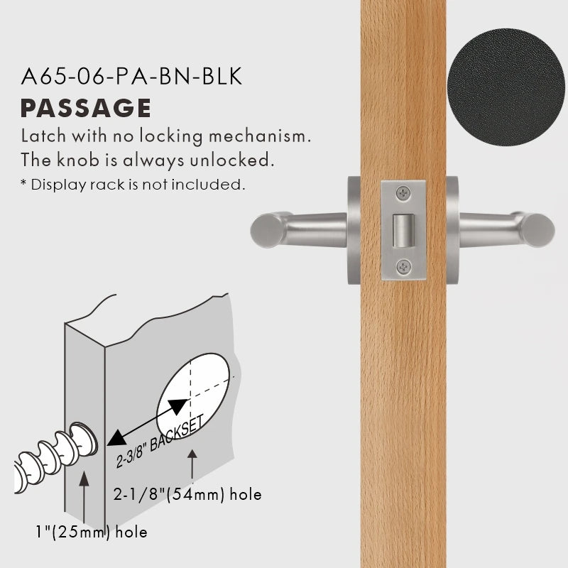 Leather Wrapped Solid Brass Door Lever Set, US Standard
