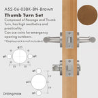 Leather Wrapped Solid Brass Door Lever Set, European Mortise
