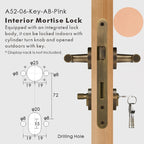 Leather Wrapped Solid Brass Door Lever Set, European Mortise