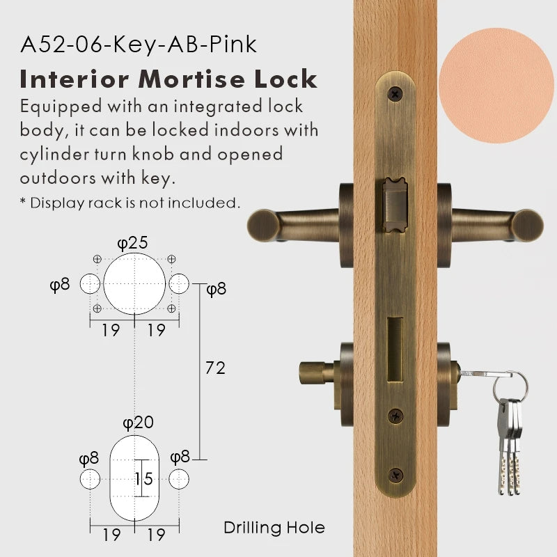 Leather Wrapped Solid Brass Door Lever Set, European Mortise
