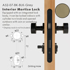 Round Solid Brass Door Knob Set, European Mortise