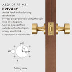 Round Solid Brass Door Knob Set, European Mortise