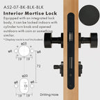 Round Solid Brass Door Knob Set, European Mortise