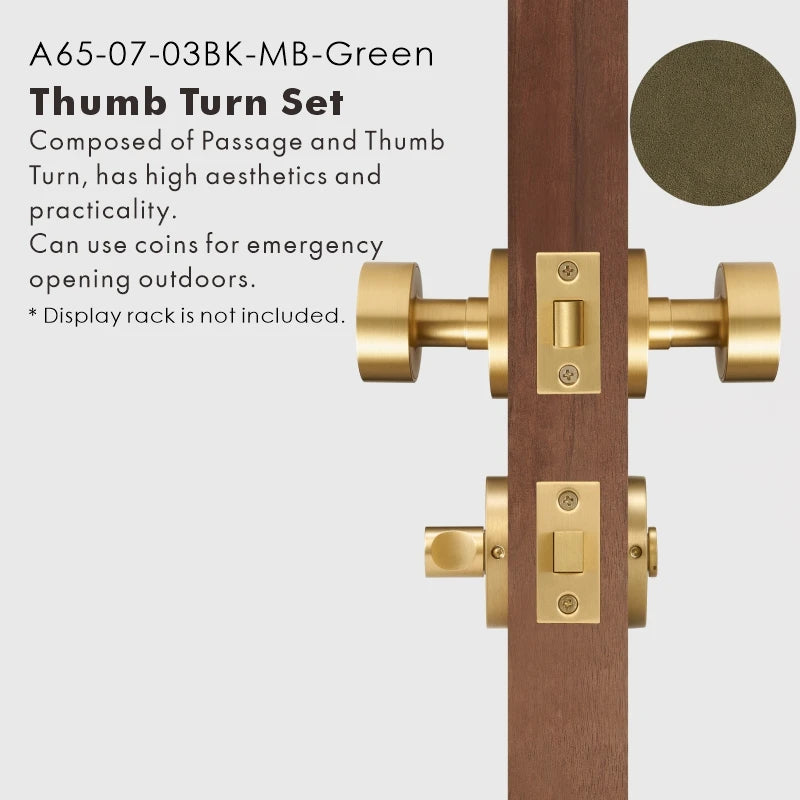 Round Solid Brass Door Knob Set, US Standard