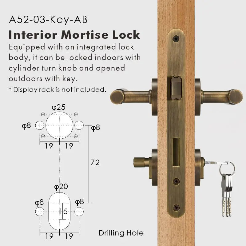 Linear Knurled Solid Brass Door Lever Set, European Mortise