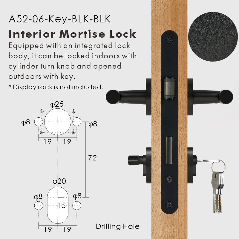 Leather Wrapped Solid Brass Door Lever Set, European Mortise