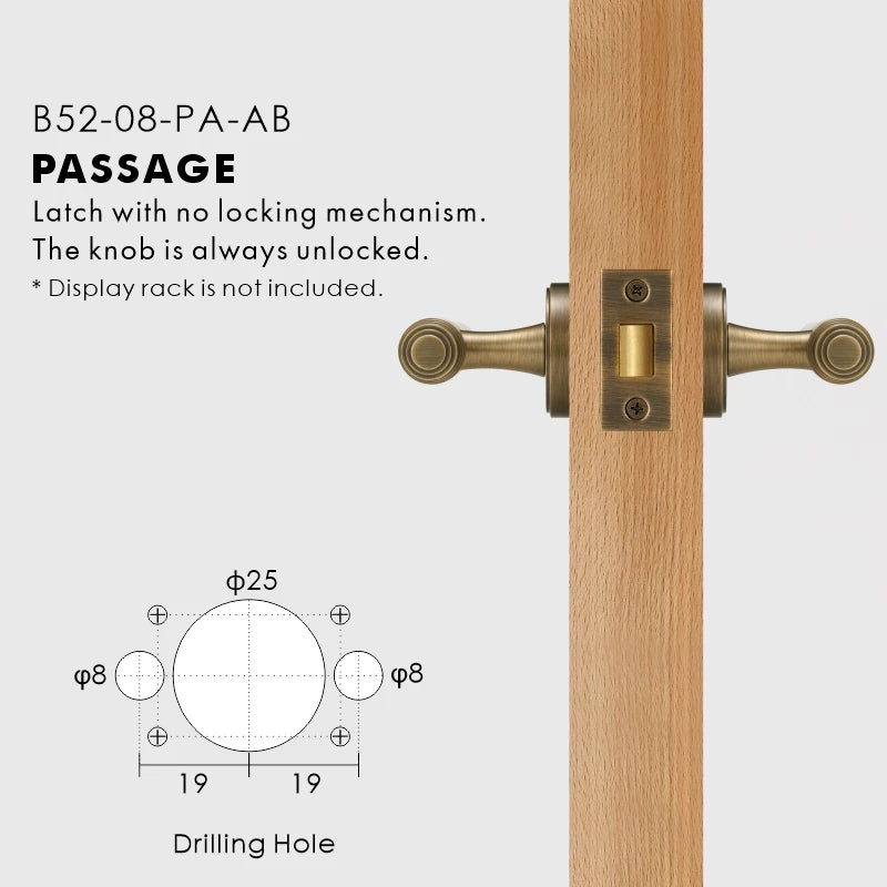 Classic Bar Solid Brass Door Lever Set, European Mortise