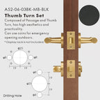 Leather Wrapped Solid Brass Door Lever Set, European Mortise