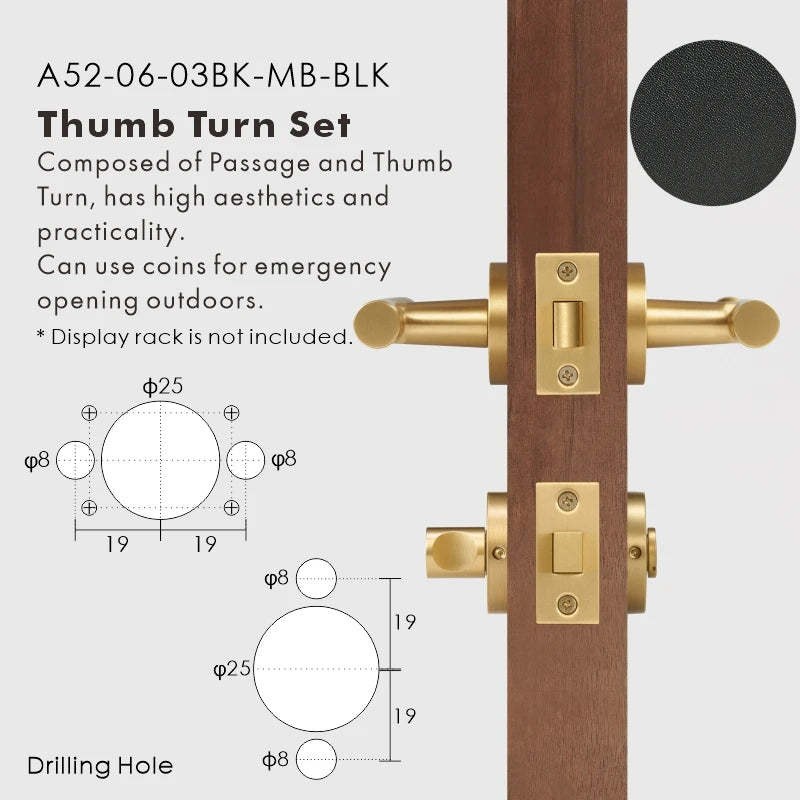 Leather Wrapped Solid Brass Door Lever Set, European Mortise