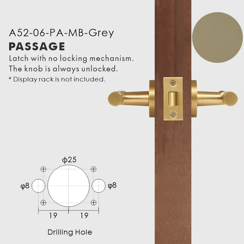 Leather Wrapped Solid Brass Door Lever Set, European Mortise