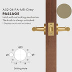 Leather Wrapped Solid Brass Door Lever Set, European Mortise