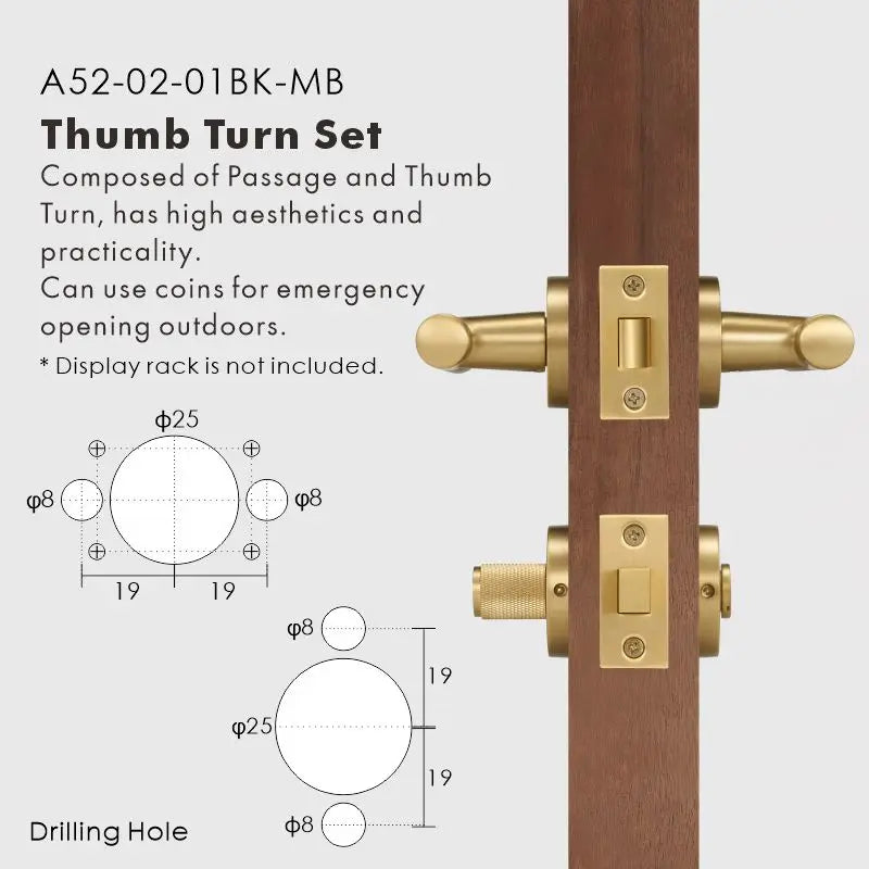 Diamond Knurled Solid Brass Door Lever Set, European Mortise