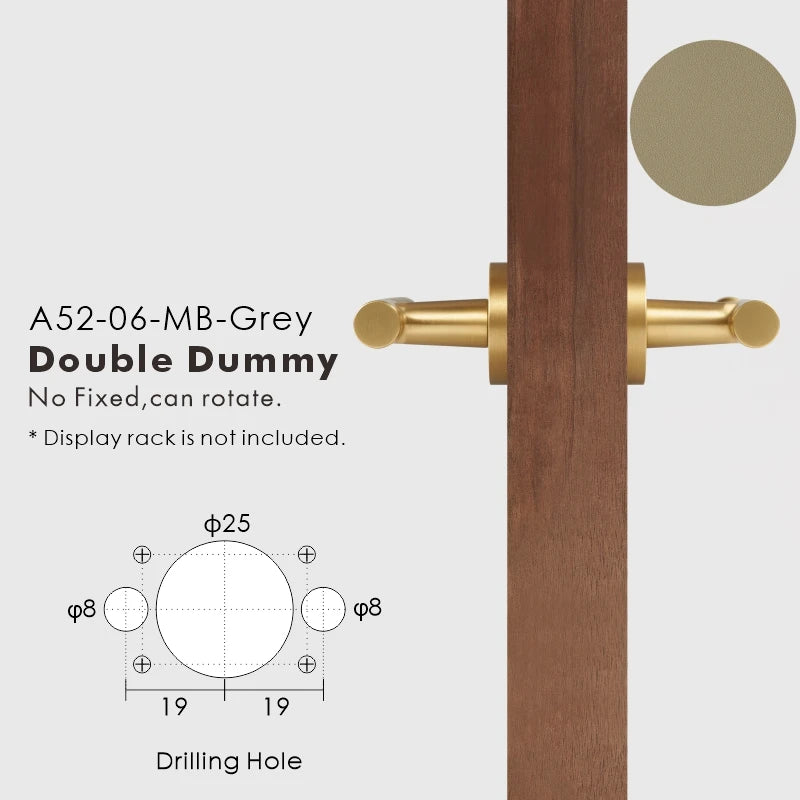Leather Wrapped Solid Brass Door Lever Set, European Mortise