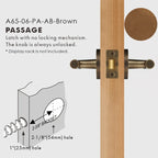 Leather Wrapped Solid Brass Door Lever Set, US Standard