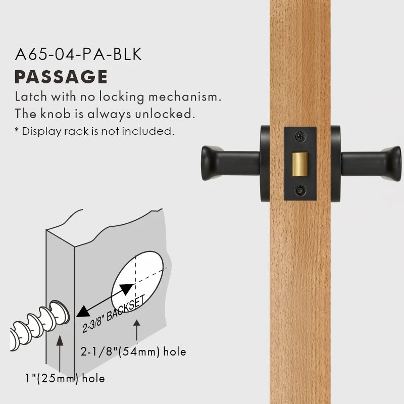 Flat Solid Brass Door Lever Set, US Standard