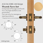 Leather Wrapped Solid Brass Door Lever Set, European Mortise
