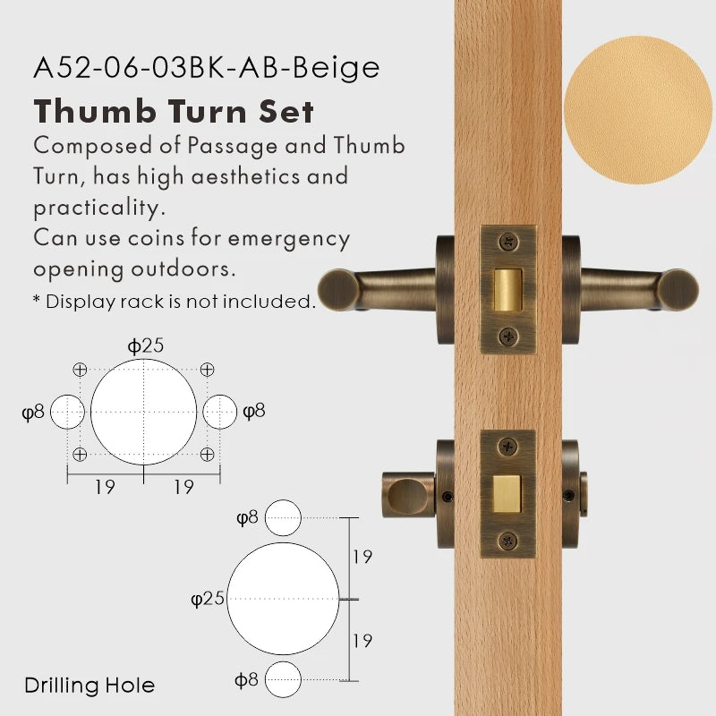 Leather Wrapped Solid Brass Door Lever Set, European Mortise
