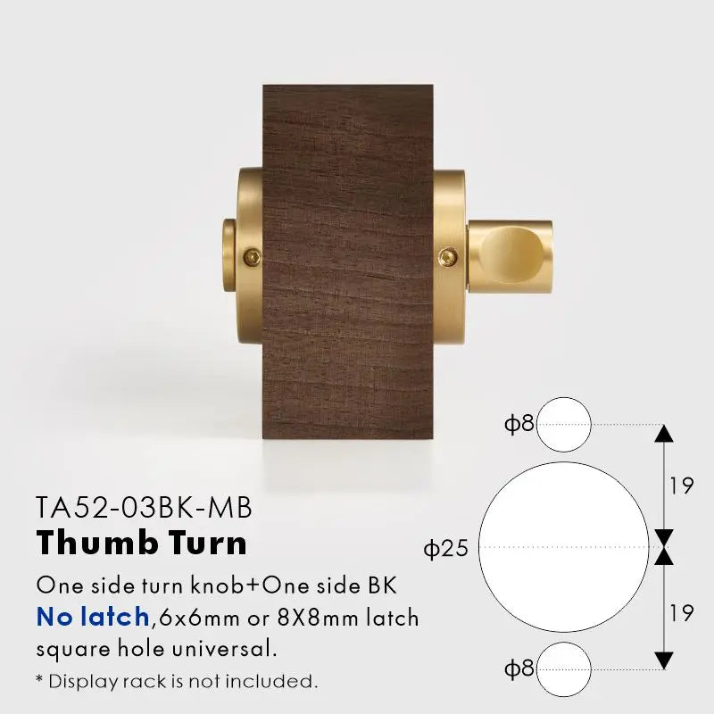Plain Solid Brass Privacy Thumb Turn, European Mortise