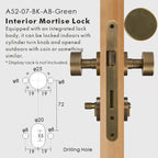 Round Solid Brass Door Knob Set, European Mortise