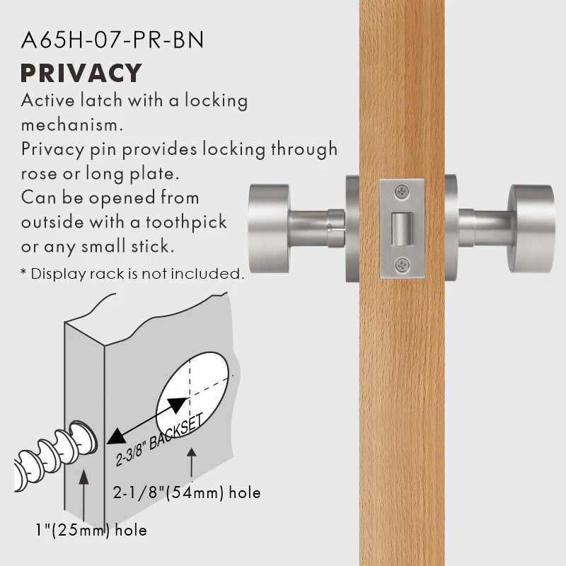 Round Solid Brass Door Knob Set, US Standard