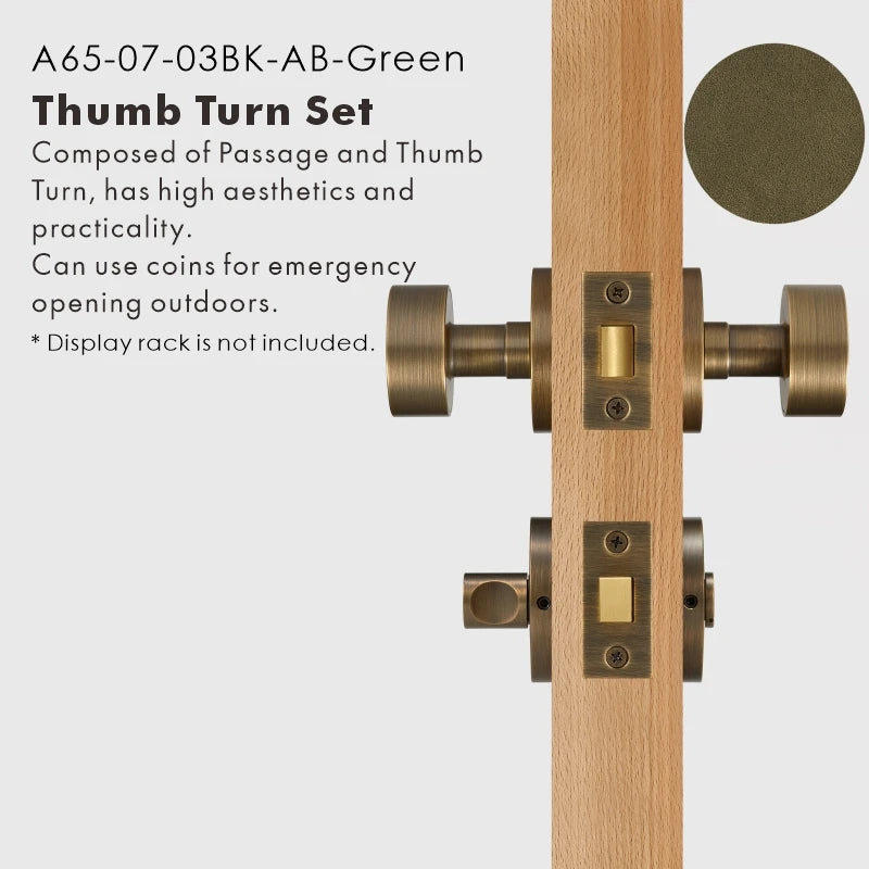 Round Solid Brass Door Knob Set, US Standard