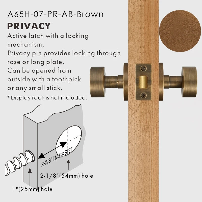 Round Solid Brass Door Knob Set, US Standard