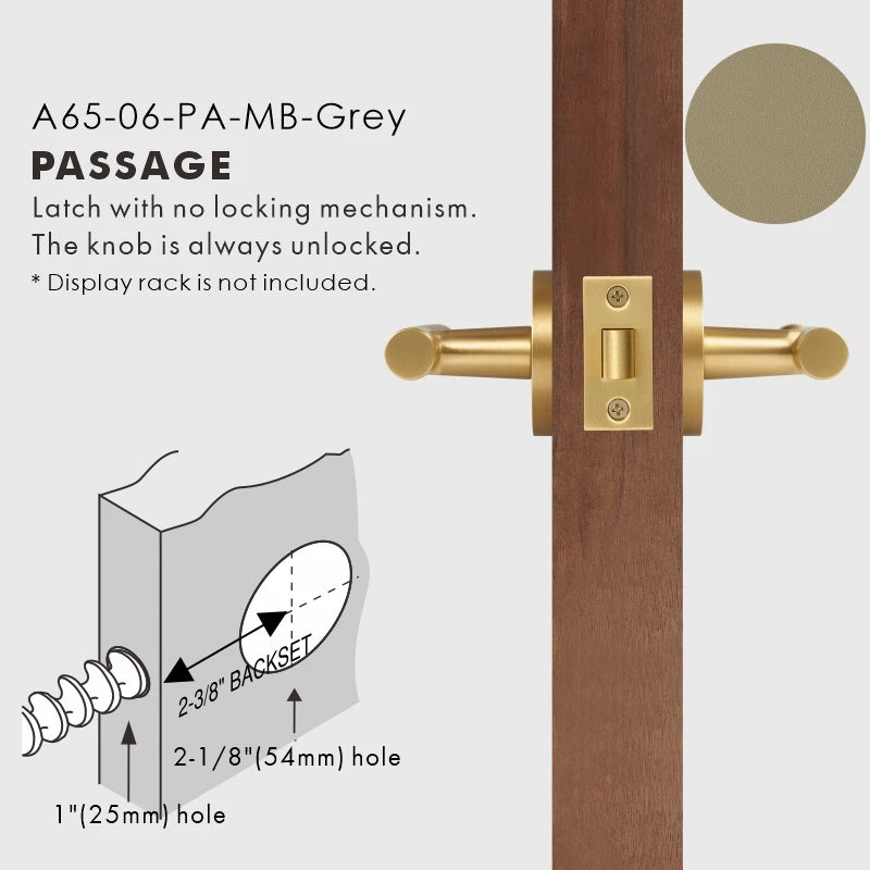 Leather Wrapped Solid Brass Door Lever Set, US Standard