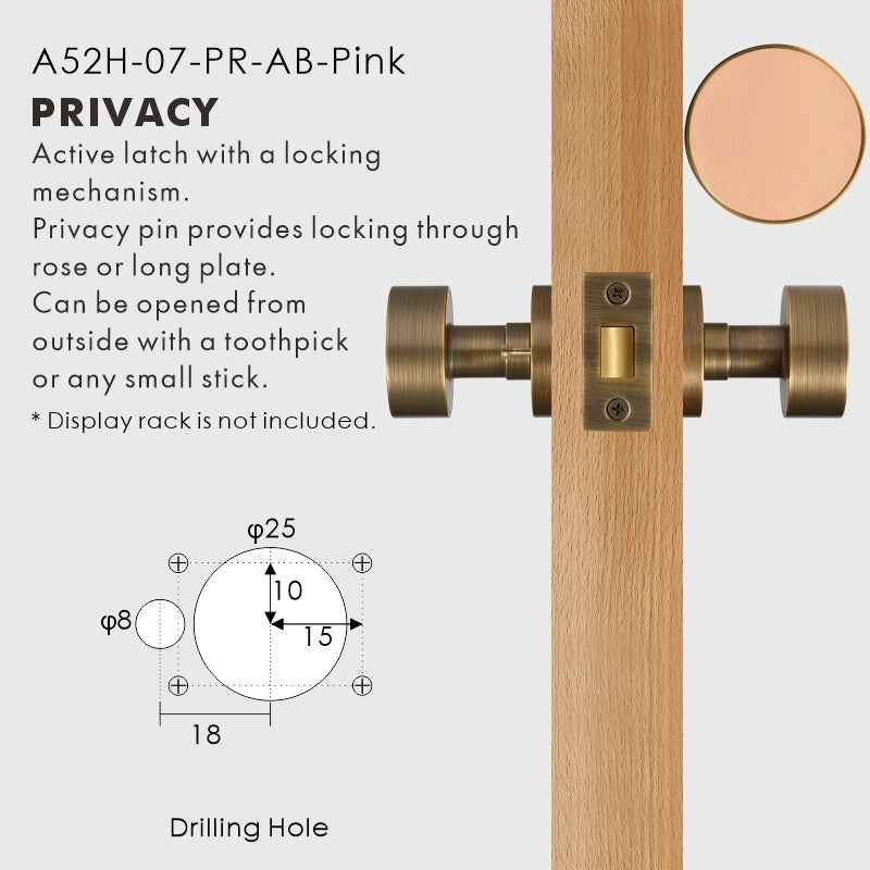 Round Solid Brass Door Knob Set, European Mortise