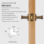 Flat Solid Brass Door Lever Set, European Mortise