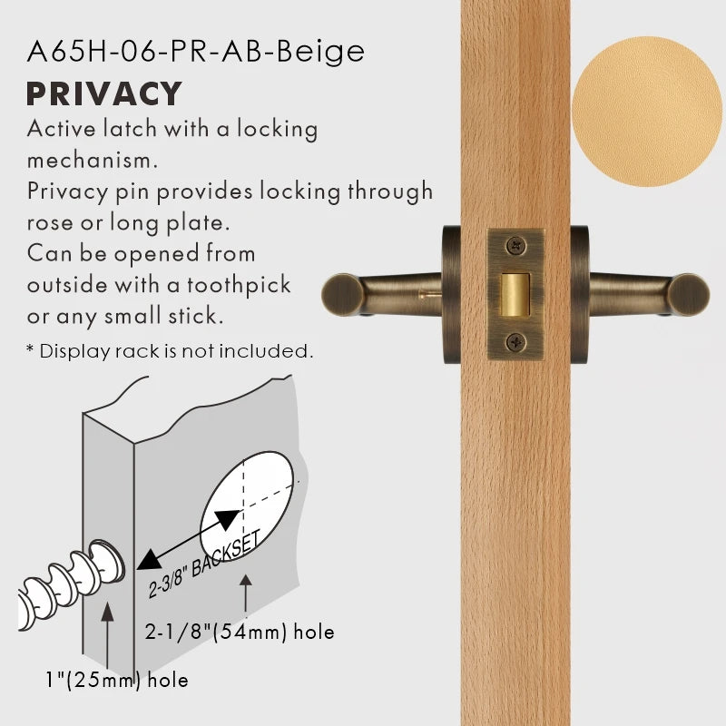 Leather Wrapped Solid Brass Door Lever Set, US Standard