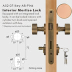 Round Solid Brass Door Knob Set, European Mortise