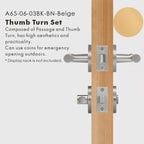 Leather Wrapped Solid Brass Door Lever Set, US Standard
