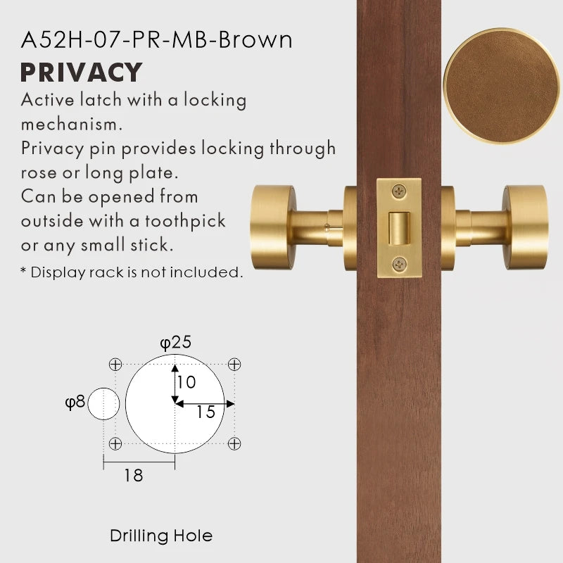 Round Solid Brass Door Knob Set, European Mortise