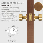 Round Solid Brass Door Knob Set, European Mortise