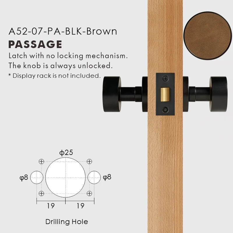 Round Solid Brass Door Knob Set, European Mortise