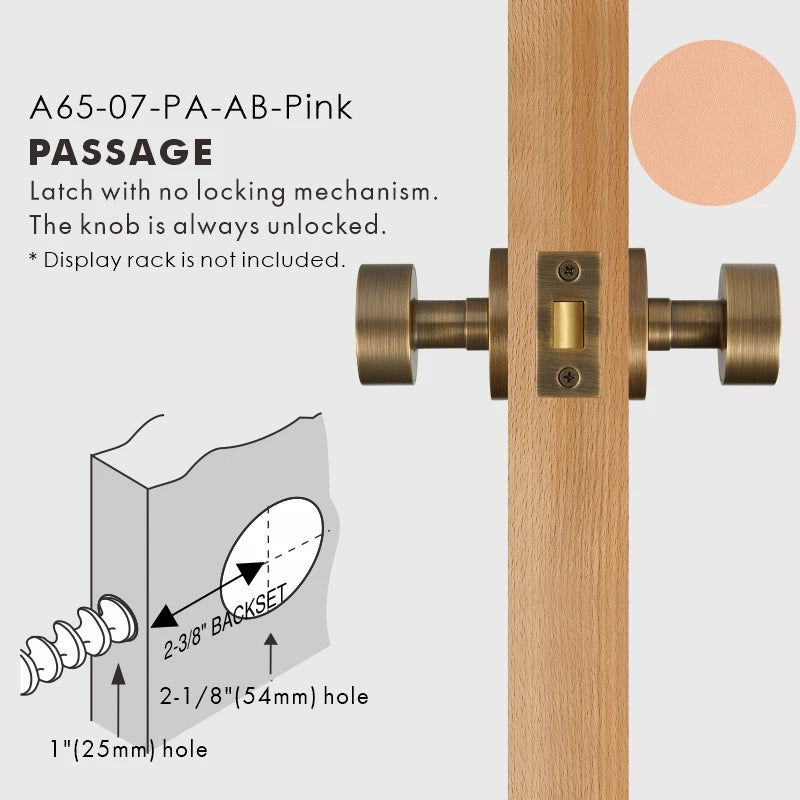 Round Solid Brass Door Knob Set, US Standard