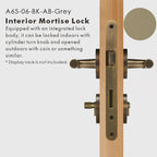 Leather Wrapped Solid Brass Door Lever Set, US Standard