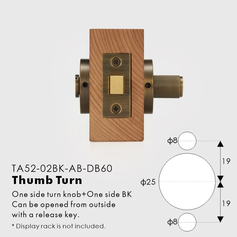 Linear Knurled Solid Brass Privacy Thumb Turn, European Mortise